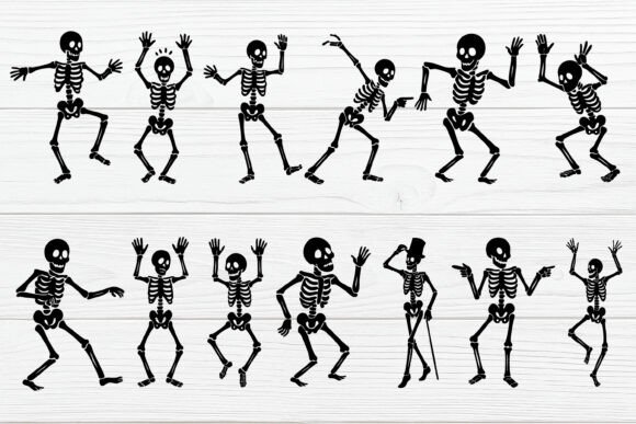 Download Dancing Skeleton Silhouette SVG Vector - Premium Bundle