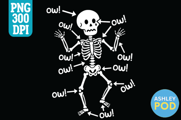 Download Sad Skeleton Ow! PNG for T-shirts - Shirt Collection