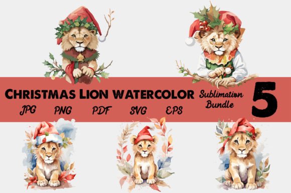 Download Christmas Lion Watercolor T-shirt Vector - Shirt Collection