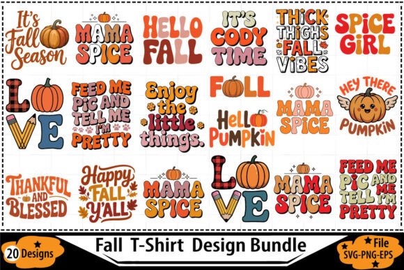 Download Fall T-Shirt Design Bundle SVG PNG EPS - Shirt Collection