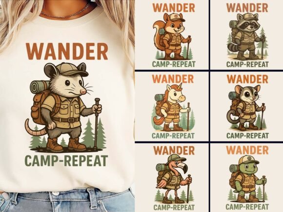 Download Wander Camp Repeat Summer T-Shirt Bundle - Shirt Collection