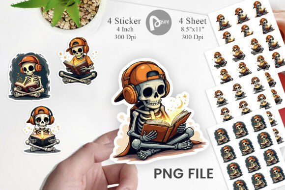 Download Bookworm Skeleton Stickers - Skeleton stickers Collection
