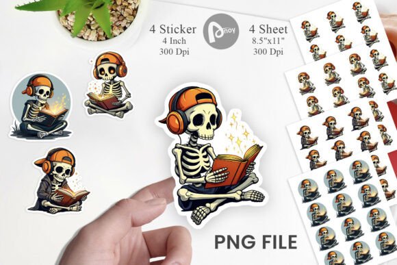 Download Bookworm Skeleton Stickers - Skeleton stickers Collection