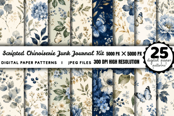 Download Scripted Chinoiserie Junk Journal Kit - Premium Resources