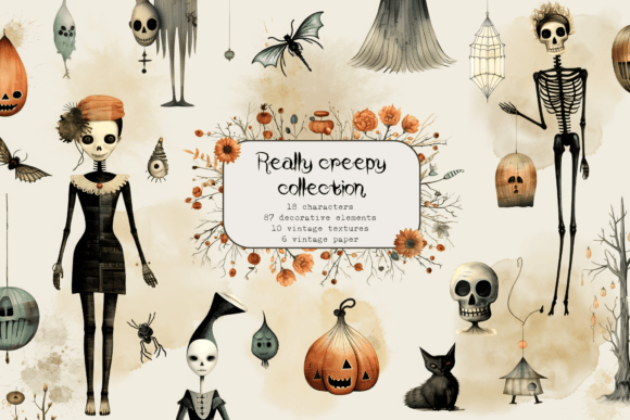 Download Halloween Ghosts &amp; Skeleton Cliparts - Premium Bundle