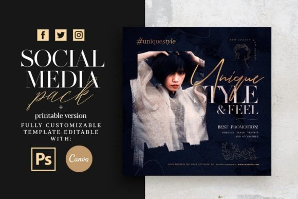 Download Unique Style - Social Media Pack + Flyer Template - Unique style Collection
