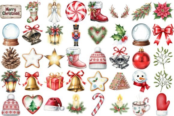 Download 77 Watercolor Christmas Design Elements - Christmas design elements Collection