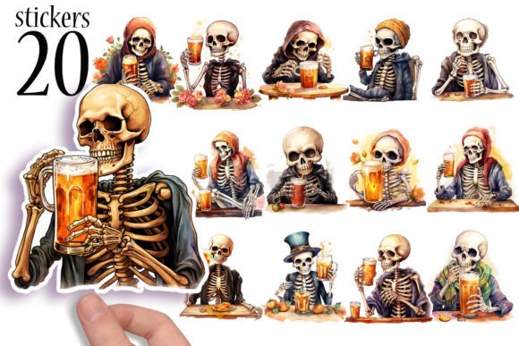 Download Skeletons Printable Sticker Sheets PNG - Premium Bundle