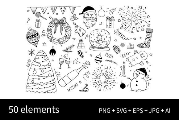 Download Doodle Christmas Design Elements Set - Christmas design elements Collection