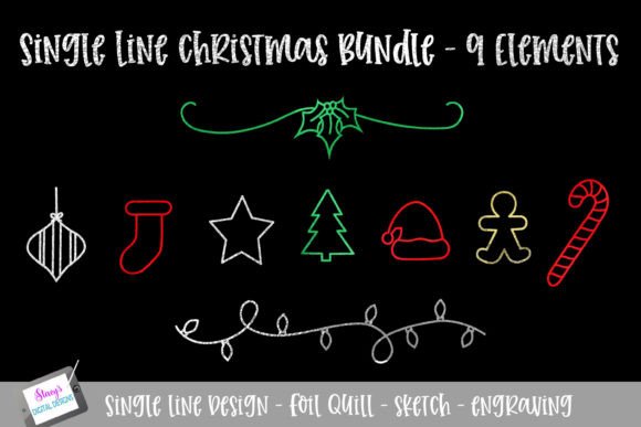 Download Single Line Christmas Design Elements - Christmas design elements Collection