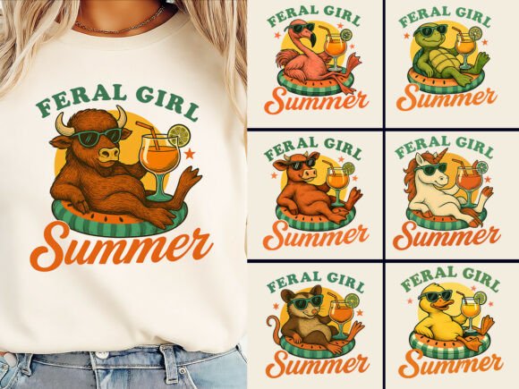Download "Feral Girl Summer T-Shirt Bundle PNG - Shirt Collection
